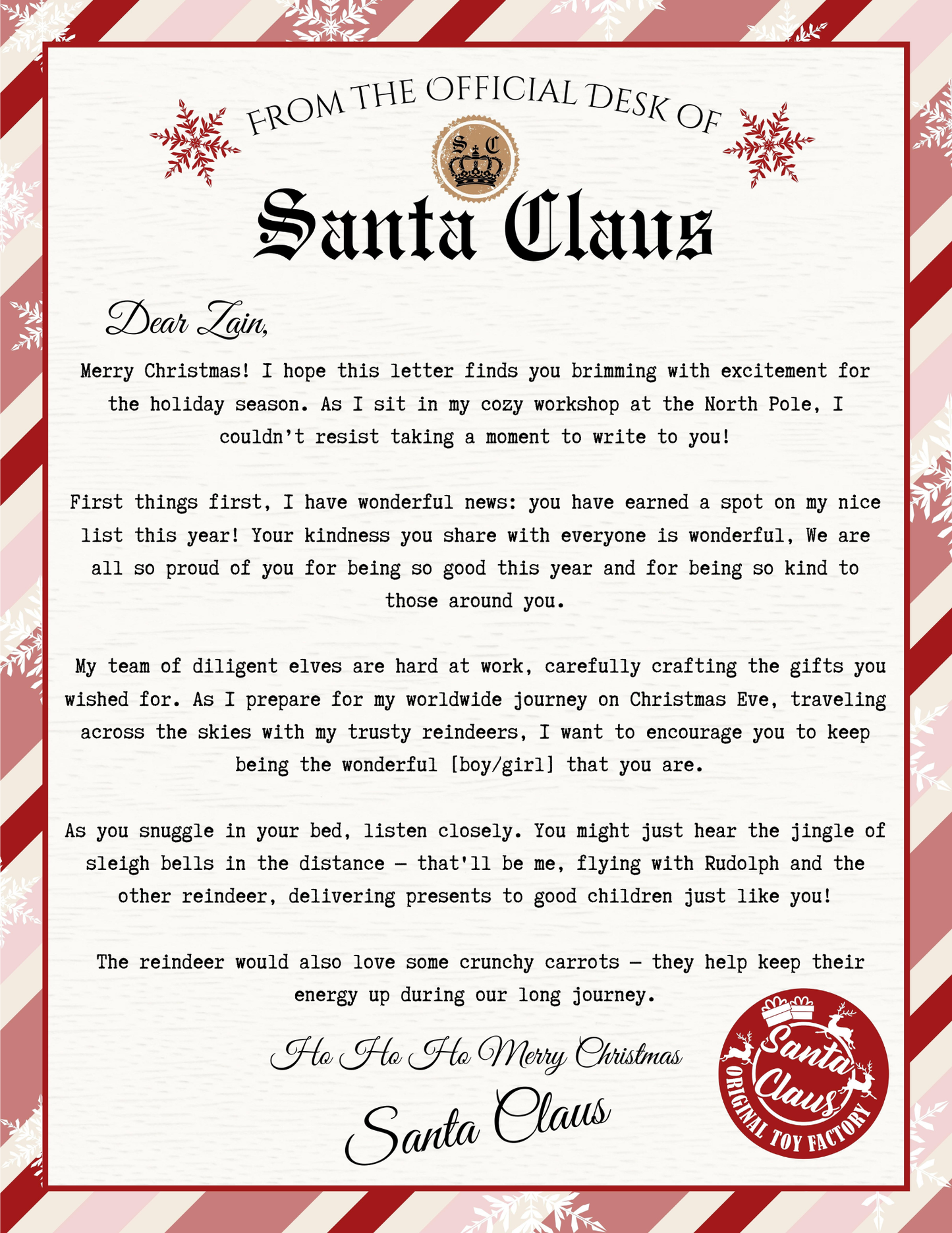 Letter From Santa Package - Red Ribbon Love