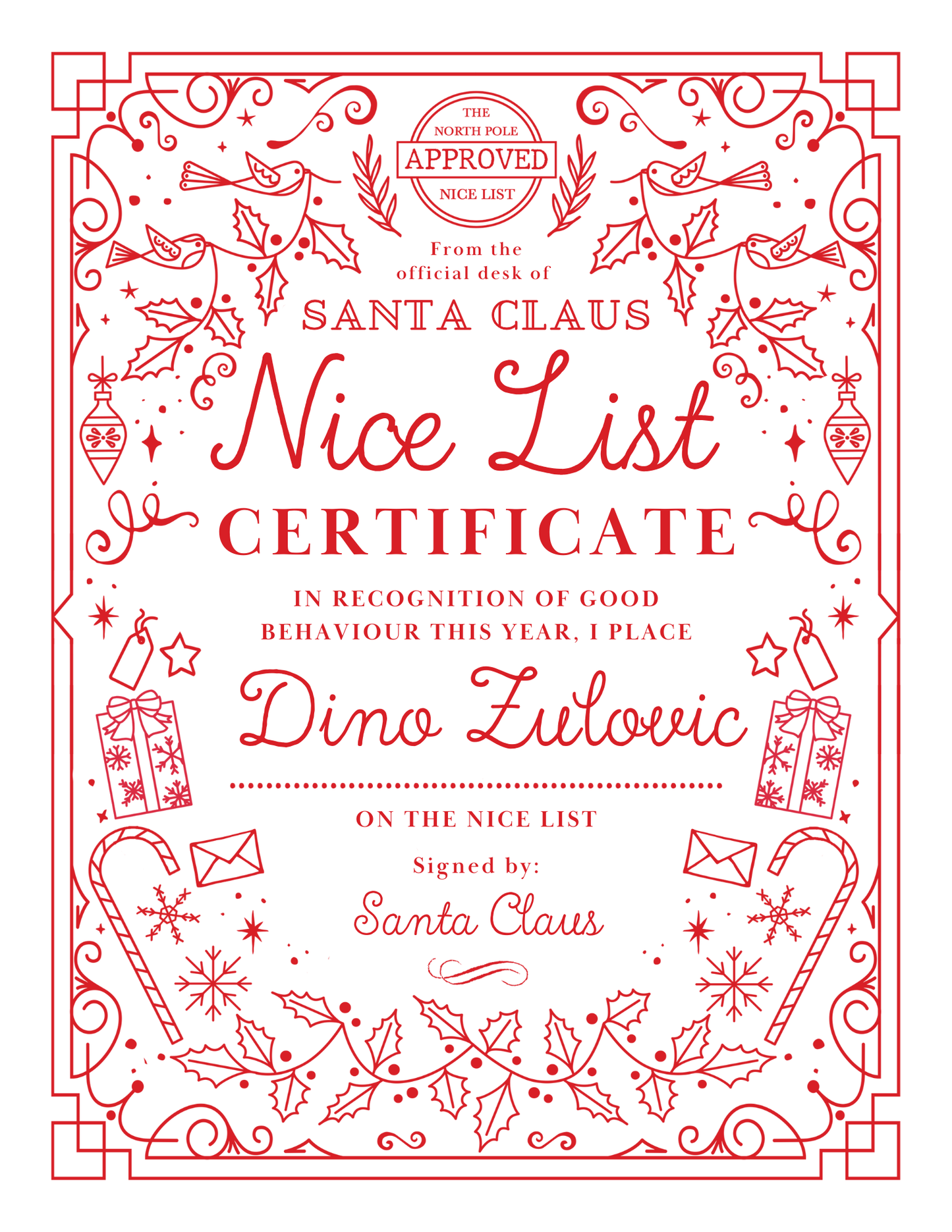 Nice List Certificate - Festive Fun