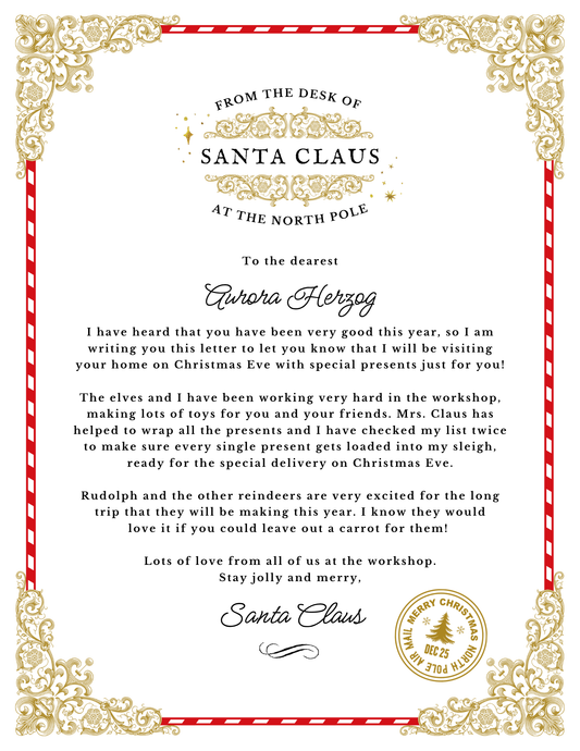 Letter From Santa - Golden Beauty